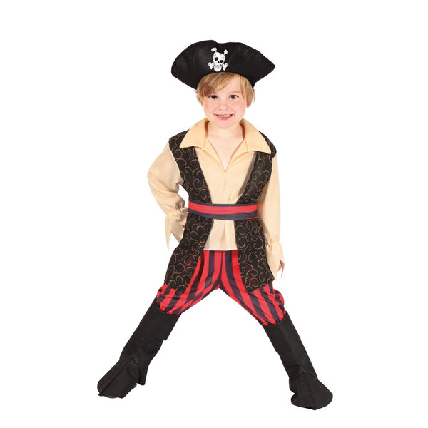 Piraat Rocco Kostuum Junior 3 - 4 jaar Zwart Rood maat 104 110