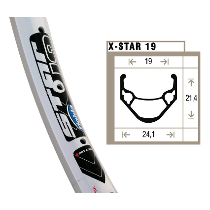 Rigida x-star 19 rim white etrto 507-19 (24x1.75) 36-hole