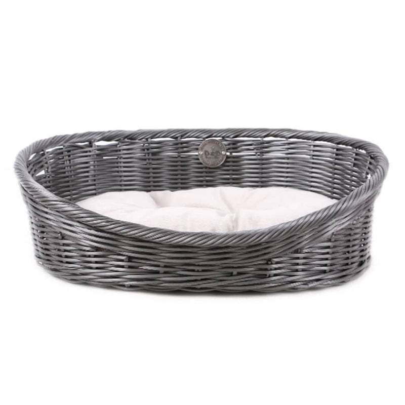 Load image into Gallery viewer, D D Huisdierenbed rustiek met kussen L rattan grijs
