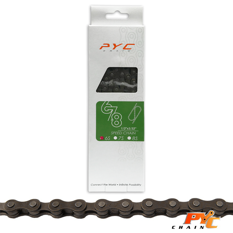 Pyc bicycle chain 6 speed 1/2x3/32 116 links 7.8mm on card