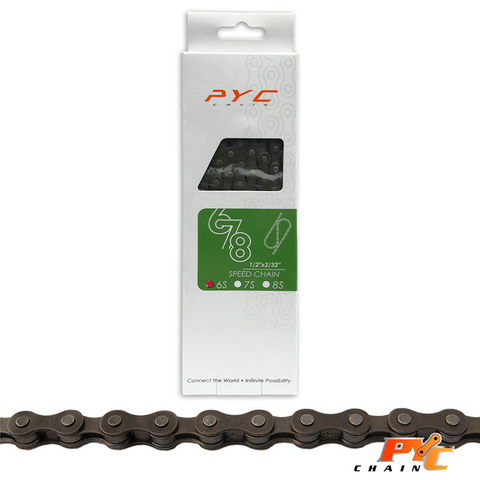 Pyc bicycle chain 6 speed 1/2x3/32 116 links 7.8mm on card