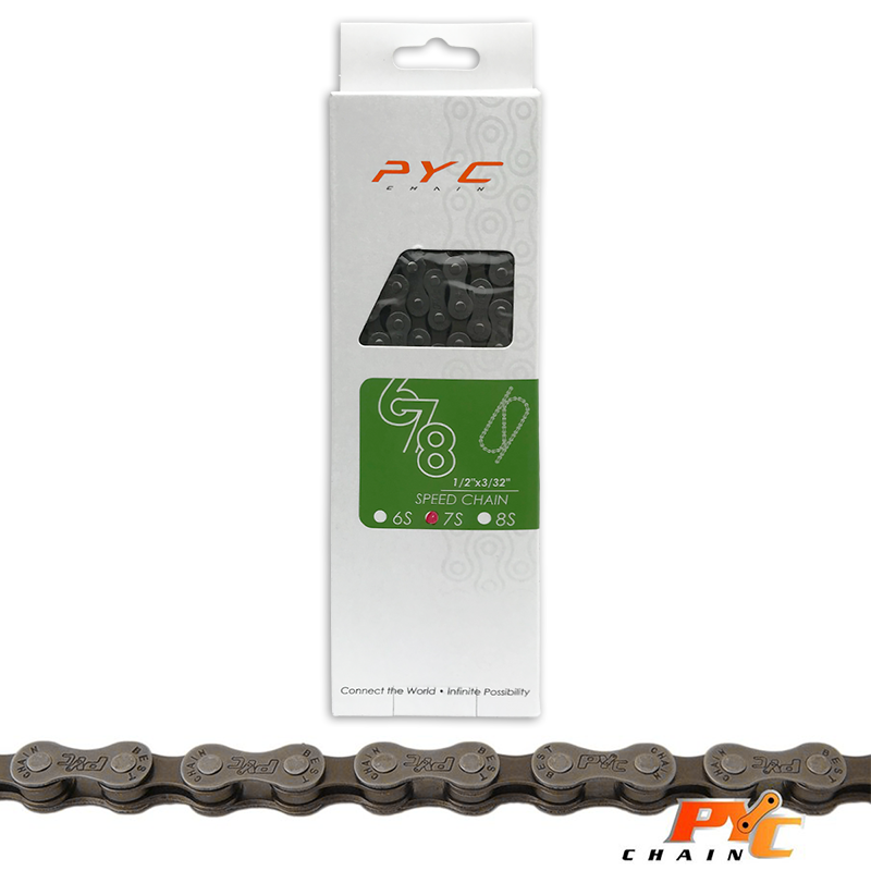 Pyc bicycle chain 7 speed 1/2x3/32 116 links 7.3mm on card