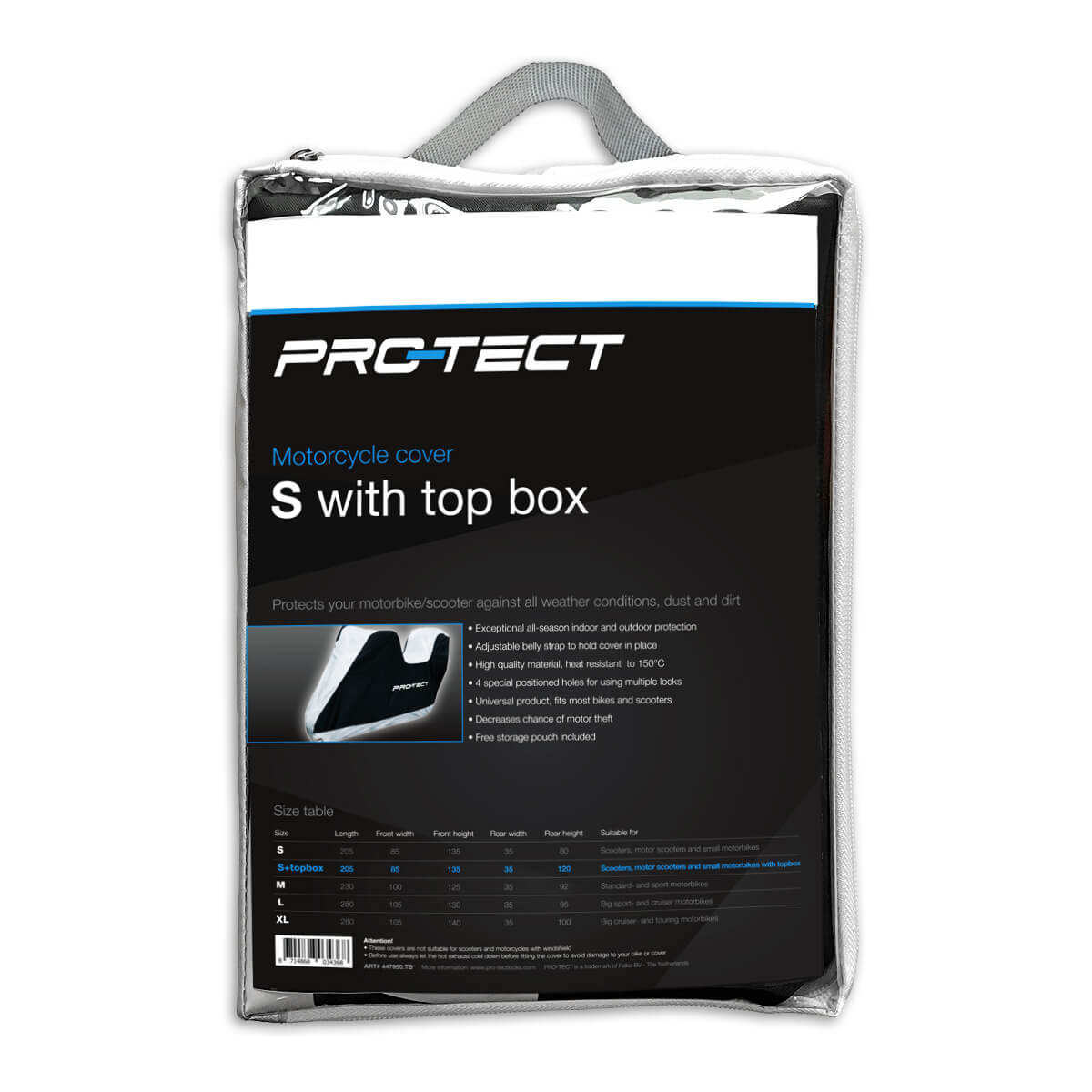 Motorcycle cover S + top box