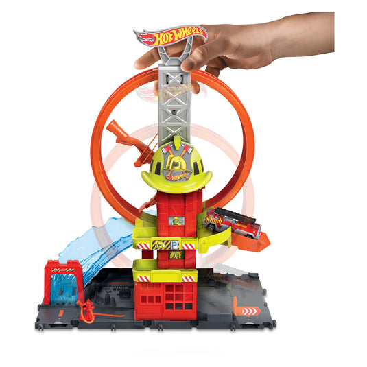 Hot wheels city super fire station - speelfigurenset