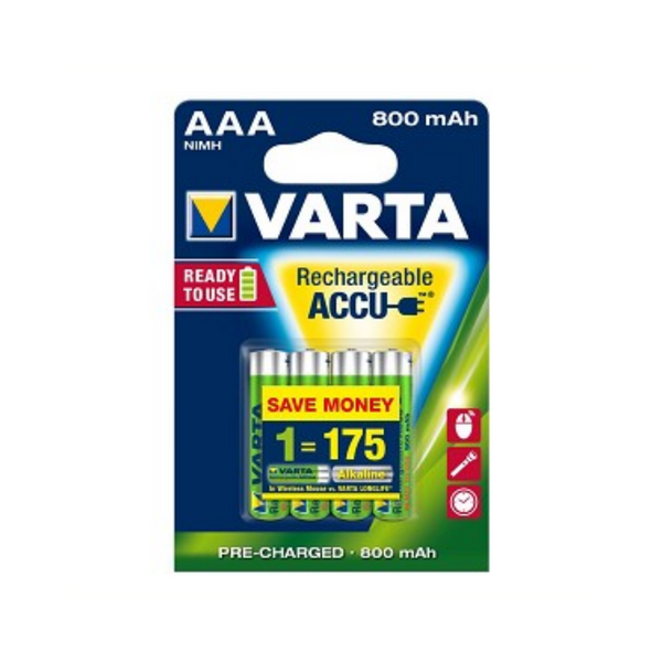 Varta rechargeable mini penlite battery aaa 800mah nimh 1.2v on card