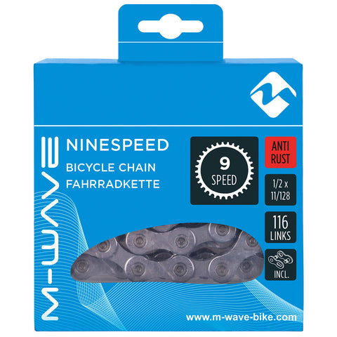 M-Wave chain 9 speed, 1/2x11/128 116L silver anti-rust (hang packaging)