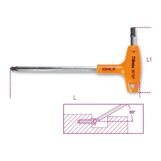 Beta L-wrench 96tbp with ball head and handle 8.0mm