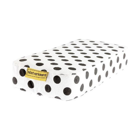 Niet Verkeerd bagagedrager kussen wit 32x15x5cm, Dots (bijpassende bel artikel 3332)