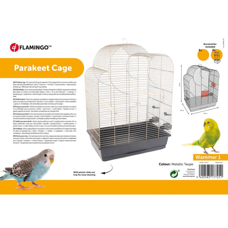 Load image into Gallery viewer, FLAMINGO FLAMINGO Parkietenkooi Wammer 1 54x34x75 cm metallic taupe
