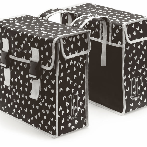 Basil Mara XL - double bicycle bag - 35 liters - heart dots