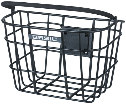 basil bremen alu kf - bicycle basket - front - black