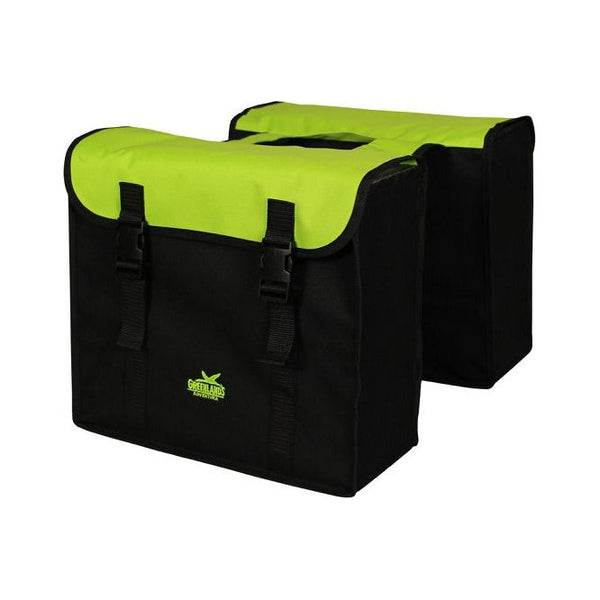 Greenlands double bag, black-green. size 38x34x13cm. total capacity 35L