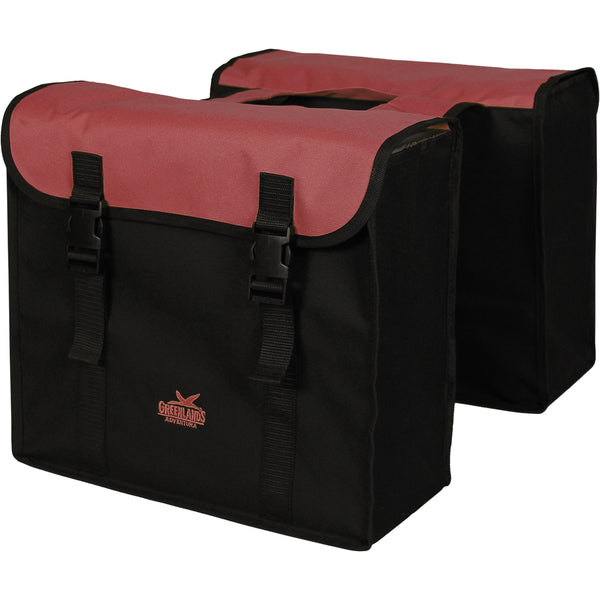 Double bicycle bag Greenlands 34 liters 37 x 33 x 14 cm (2x) - black / coral red