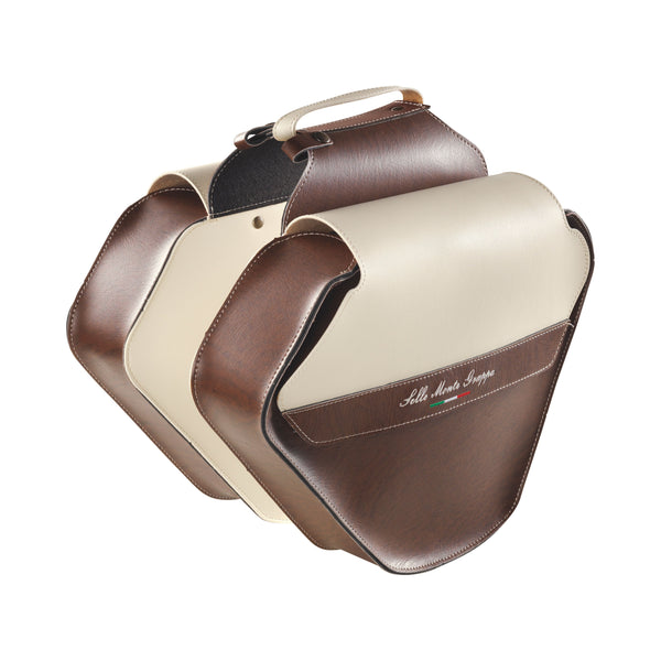Double bicycle bag Monte Grappa Fashion leather - brown/cream
