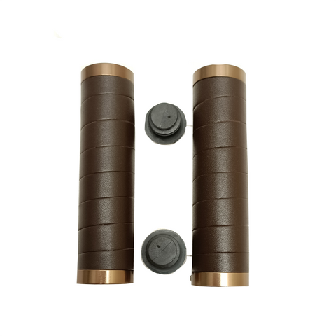 FALKX handles, brown leather with double lock ring, 130mm, workshop packaging