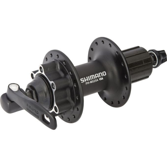 Rear hub 8/9/10 speed Shimano FH-M525 - 32 holes - 6 bolts brake disc mount - black