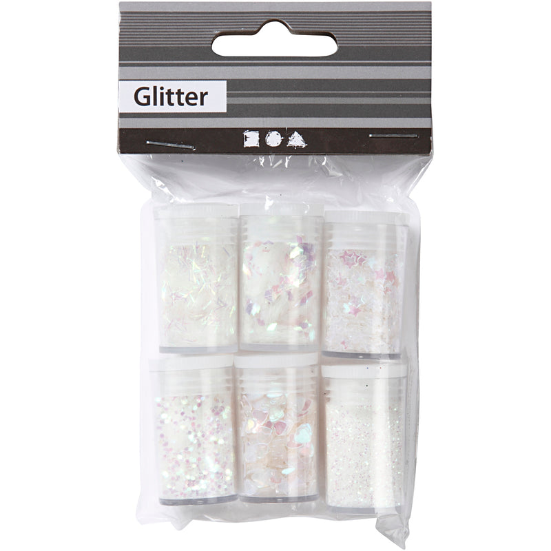 Load image into Gallery viewer, Creativ Company Glitter en Pailletten Wit, 6x5gr
