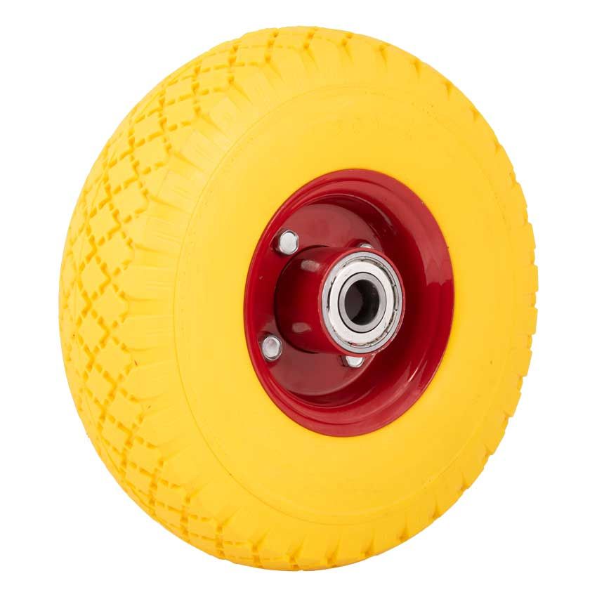 Sr handcart wheel solid yellow anti puncture 300x4 260x85 red steel rim