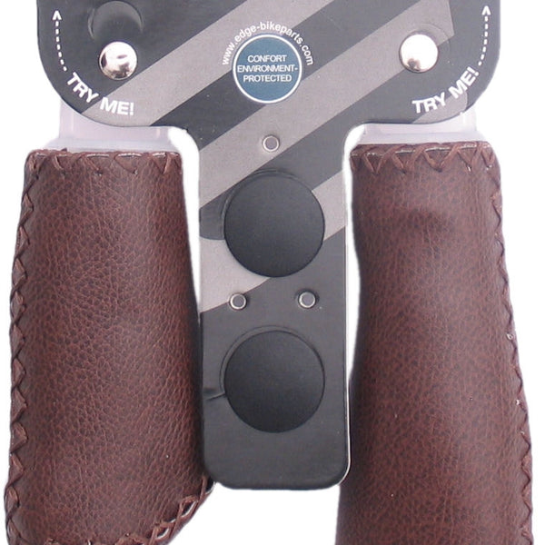 Handle set Leather - matt dark brown - 135/92mm