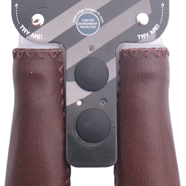 Handle set Leather - matt Dark brown - 2*135 mm (on