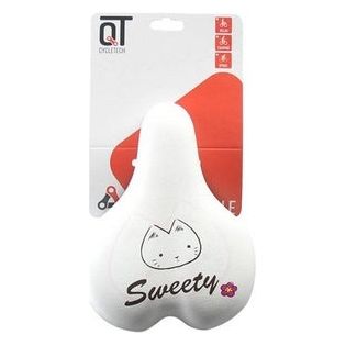 qt cycle tech saddle girls 16-20 inch sweety white/pink blister 0301070