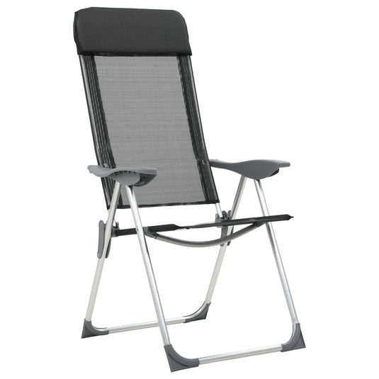 VidaXL Campingstoelen inklapbaar aluminium zwart 2 st