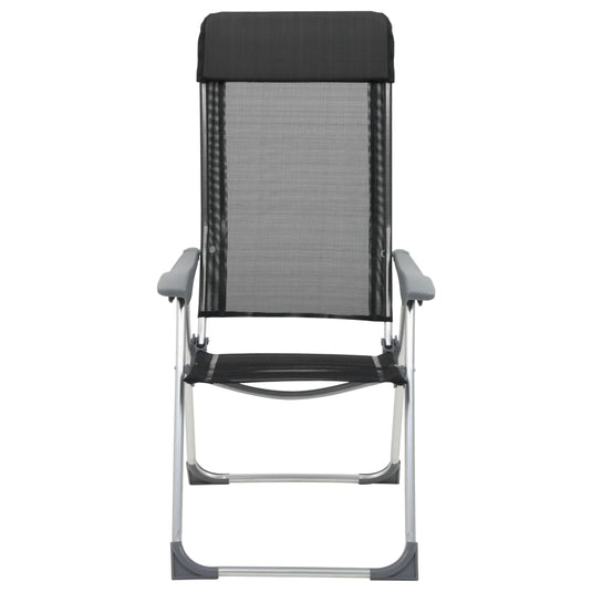 VidaXL Campingstoelen inklapbaar aluminium zwart 2 st