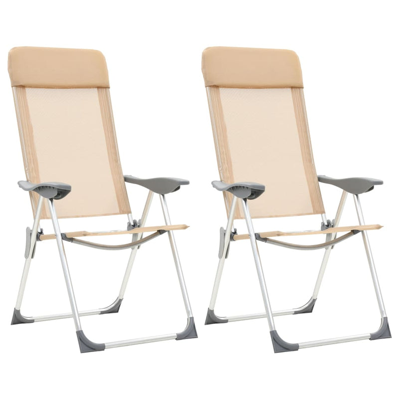 Load image into Gallery viewer, VidaXL Campingstoelen 2 st inklapbaar aluminium crèmewit
