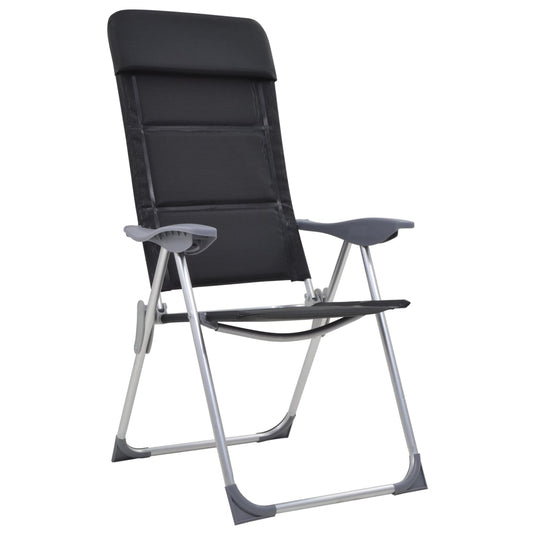 VidaXL Campingstoelen 58x69x111 cm aluminium zwart 2 st