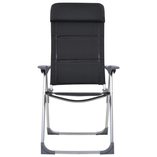 VidaXL Campingstoelen 58x69x111 cm aluminium zwart 2 st