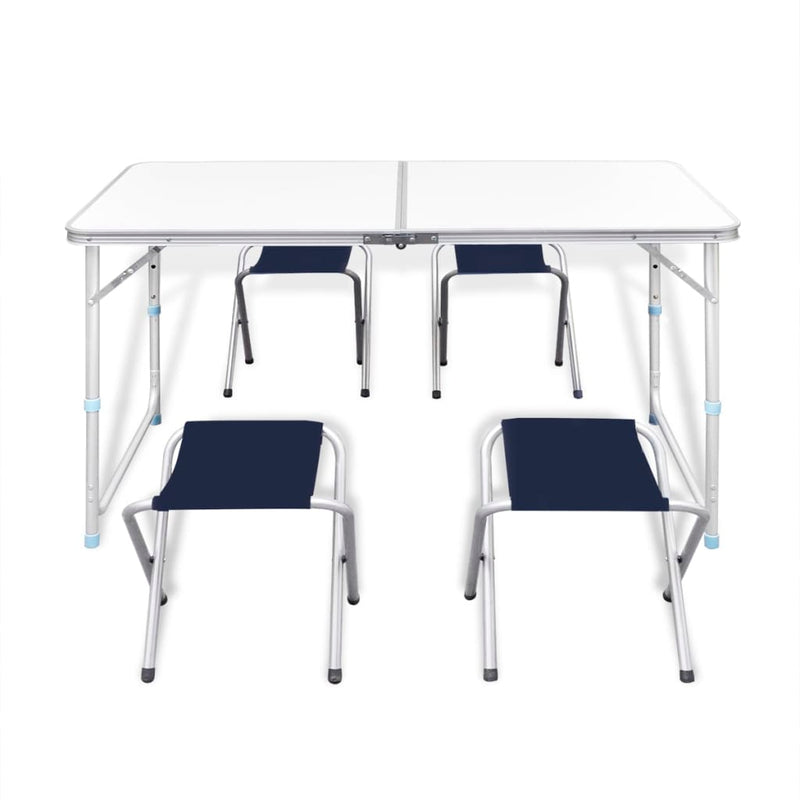 Load image into Gallery viewer, VidaXL Campingtafel inklapbaar en verstelbaar aluminium 120 x 60 cm 4 stoelen
