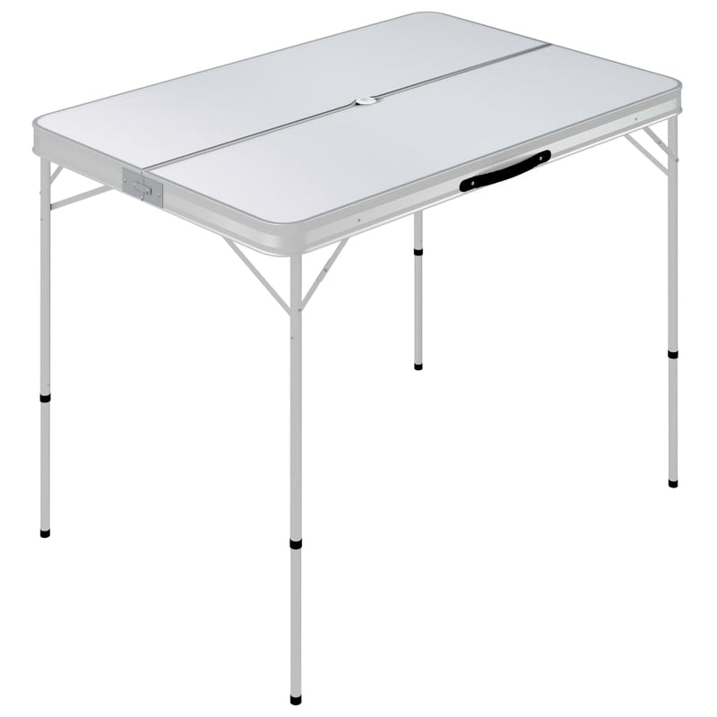 Load image into Gallery viewer, VidaXL Campingtafel inklapbaar met 2 banken aluminium wit
