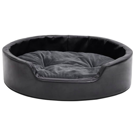 VidaXL Hondenmand 69x59x19 cm pluche en kunstleer zwart en donkergrijs