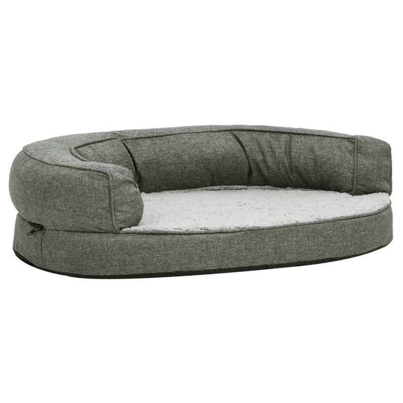 Afbeelding laden in galerijviewer, VidaXL Hondenbed ergonomisch linnen-look 75x53 cm fleece grijs
