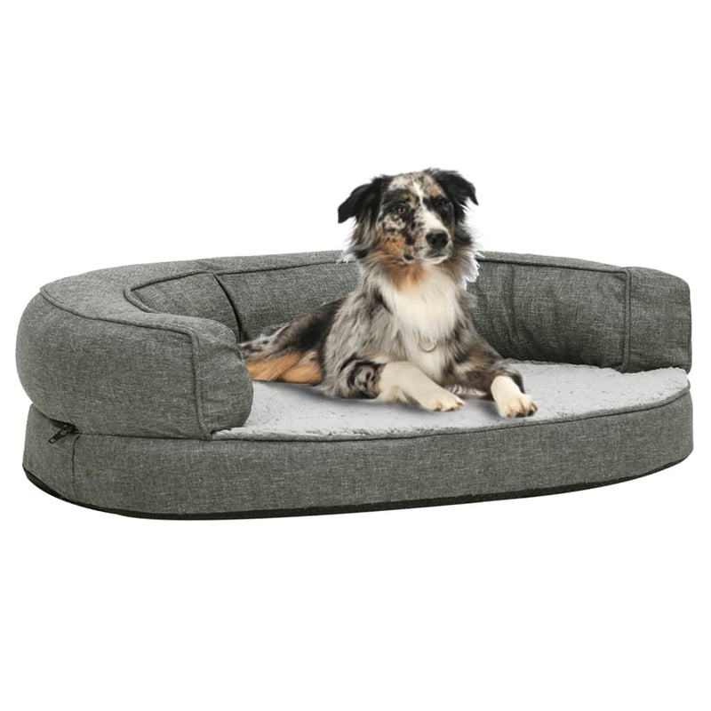 Afbeelding laden in galerijviewer, VidaXL Hondenbed ergonomisch linnen-look 75x53 cm fleece grijs
