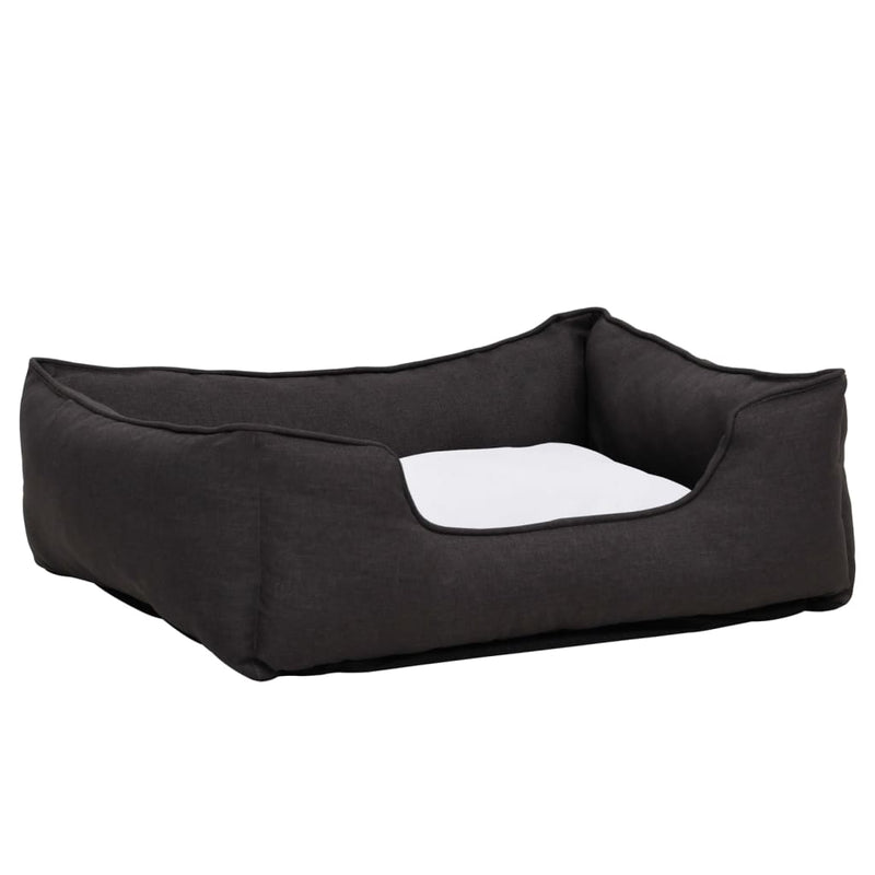 Afbeelding laden in galerijviewer, VidaXL Hondenmand linnen-look 85,5x70x23 cm fleece donkergrijs en wit
