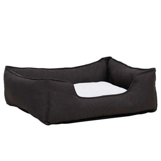 VidaXL Hondenmand linnen-look 85,5x70x23 cm fleece donkergrijs en wit