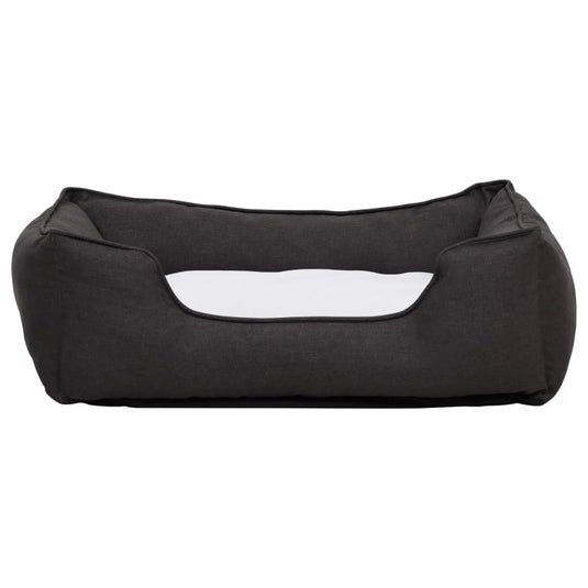 VidaXL Hondenmand linnen-look 85,5x70x23 cm fleece donkergrijs en wit