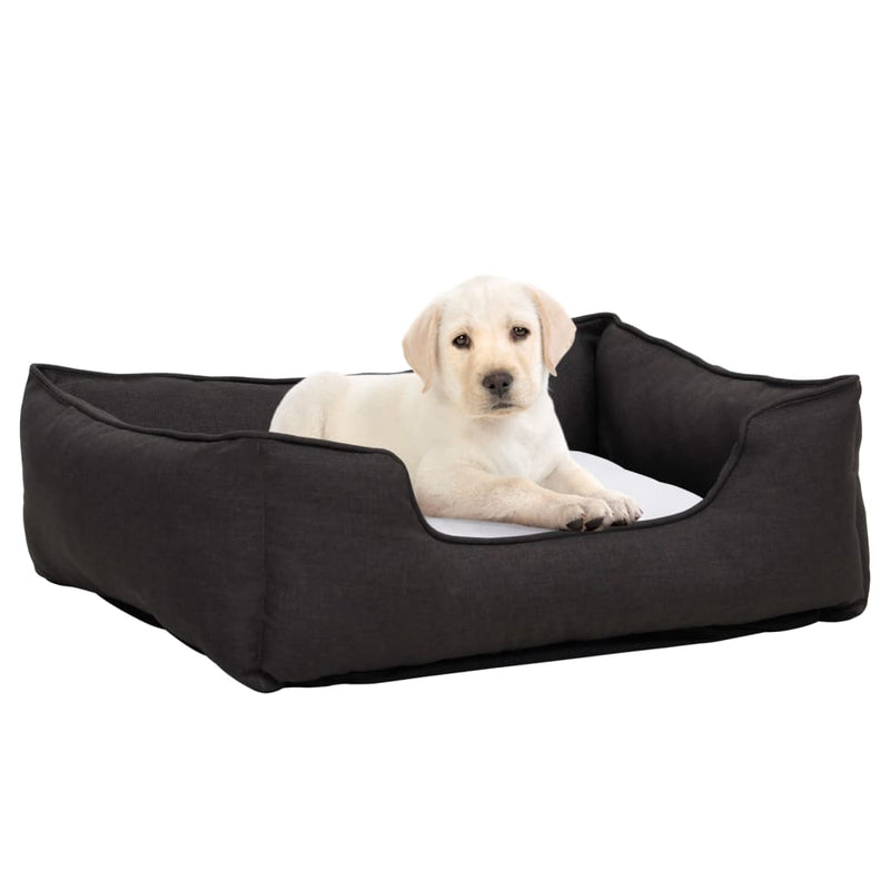 Afbeelding laden in galerijviewer, VidaXL Hondenmand linnen-look 85,5x70x23 cm fleece donkergrijs en wit
