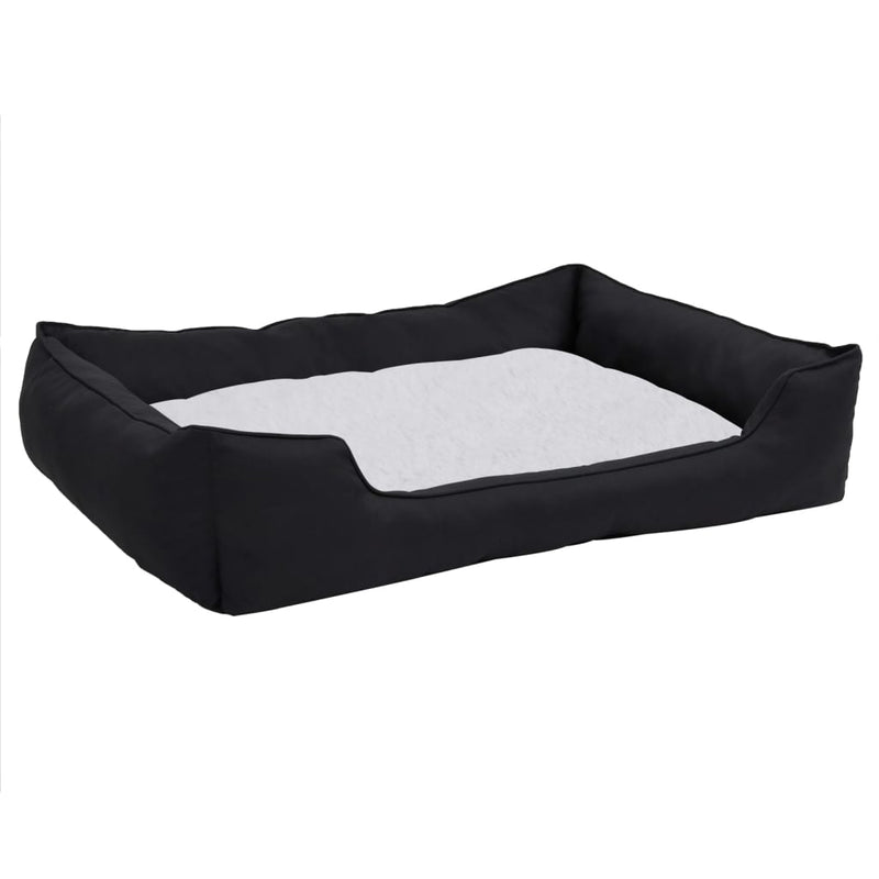 Afbeelding laden in galerijviewer, VidaXL Hondenmand linnen-look 85,5x70x23 cm fleece zwart en wit
