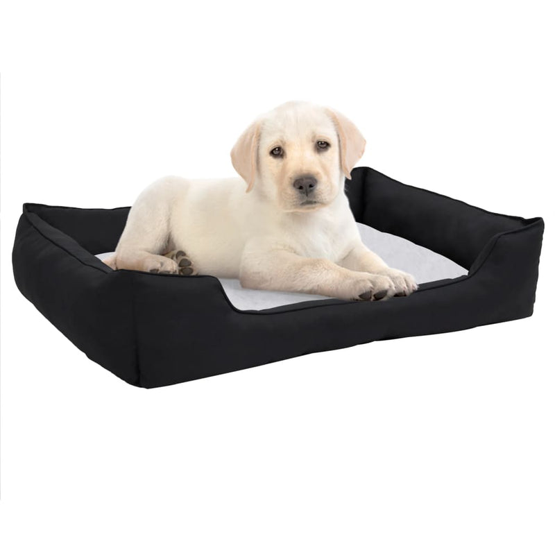 Afbeelding laden in galerijviewer, VidaXL Hondenmand linnen-look 85,5x70x23 cm fleece zwart en wit
