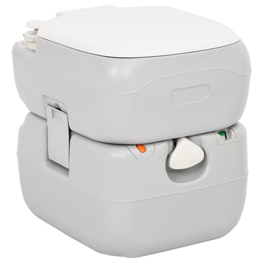 Vidaxl campingtoilet draagbaar 22+12 l hdpe grijs en wit