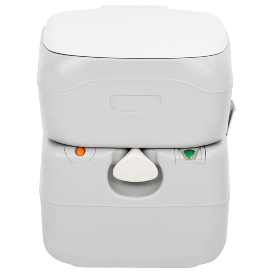 VidaXL Campingtoilet draagbaar 22+12 L HDPE grijs en wit