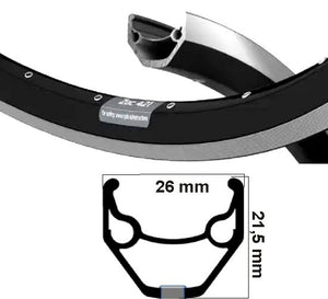 Ryde velg zac 421 26 inch (559) zwart zilver 36 gaats 14g