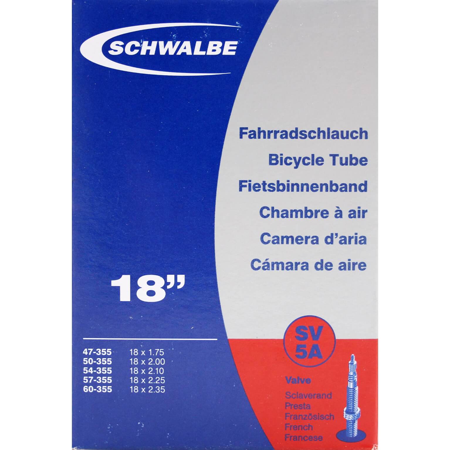 Schwalbe Inner Tube Fv/sv | Tour | 47/60-355 | FV/SV | 40mm | Butyl Rubber