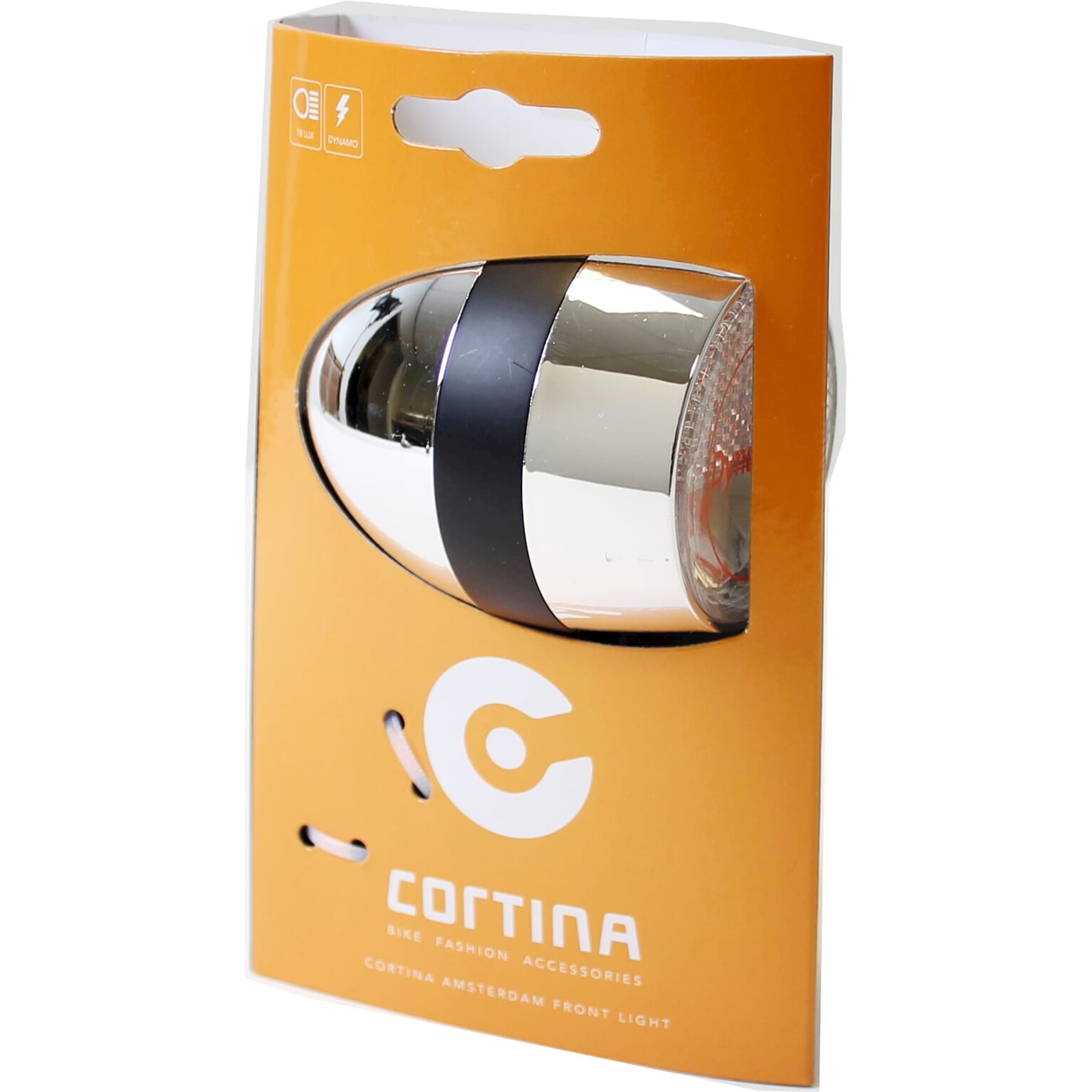 Cortina koplamp Amsterdam dynamo chroom zwart