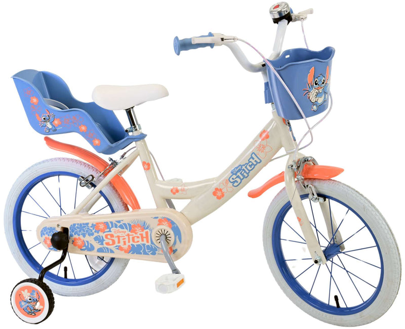 Load image into Gallery viewer, Stitch Stitch Kinderfiets Meisjes 16 inch Creme Koraal Blauw Twee handremmen
