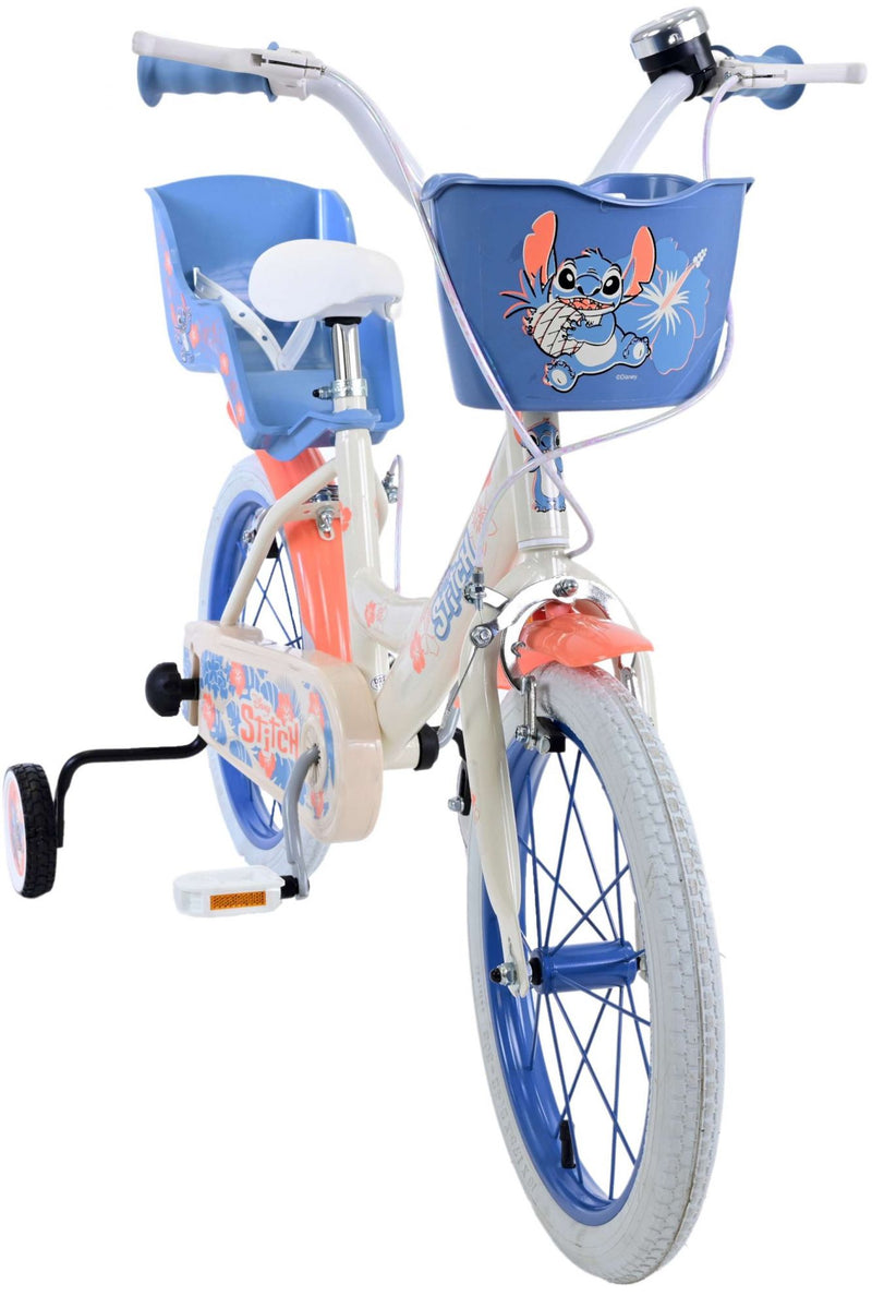 Load image into Gallery viewer, Stitch Stitch Kinderfiets Meisjes 16 inch Creme Koraal Blauw Twee handremmen
