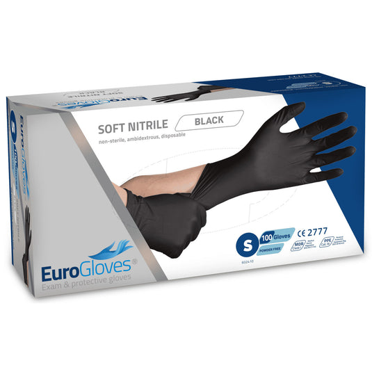 Eurogloves handschoenen nitril maat l zwart (100 stuks)