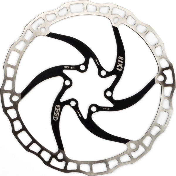 Elvedes one piece rotor 180mm 112g 6 holes+bolt black 2015197